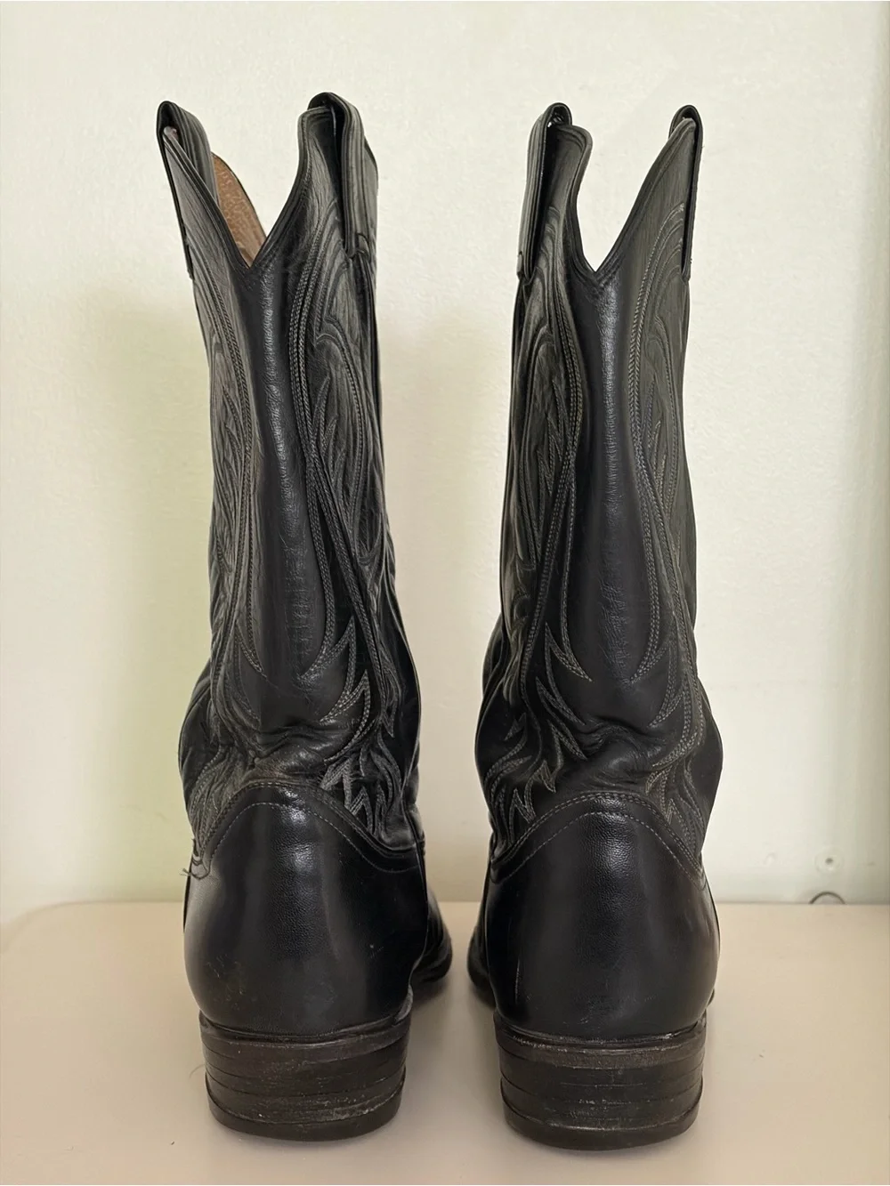Vintage Tony Lama Black Leather Cowboy Boots Men’s 10 D Made in the USA